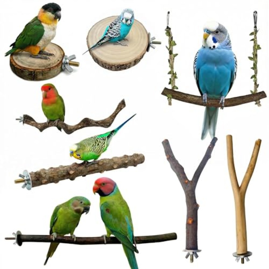 Health & Wellness Fair 2025 - 8 stuks natuurlijke houten vogelzitstokken voor